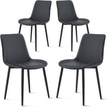 Black Leather Dining Chairs Set of 4, Mid Century Modern Faux Leather Kitchen & Dining Room Chairs