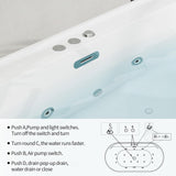 Acrylic Freestanding Bathtub, 71-Inch White Soaking Tub with Air Bubble Jets, Manual Control, Modern Stand-Alone Design