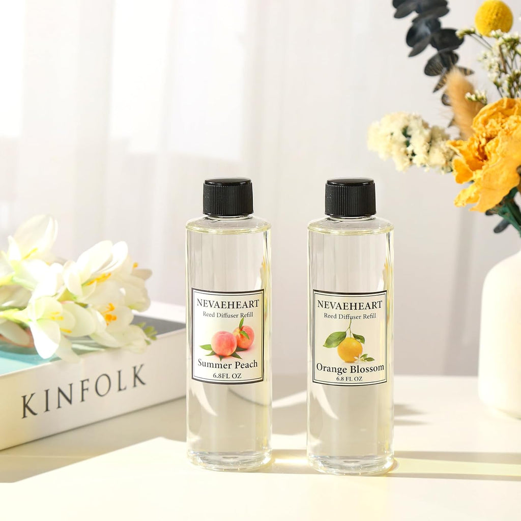 Reed Diffuser Refill, Gardenia Reed Diffuser Oil with Sticks Set, 6.8oz(200ml) Reed Diffuser Oil Refill Home
