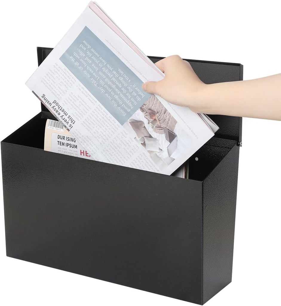 Locking Wall Mount Mailbox, Stainless Steel Mailboxes with Secure Key Lock and Newspaper Compartment, HPB2203 Silver