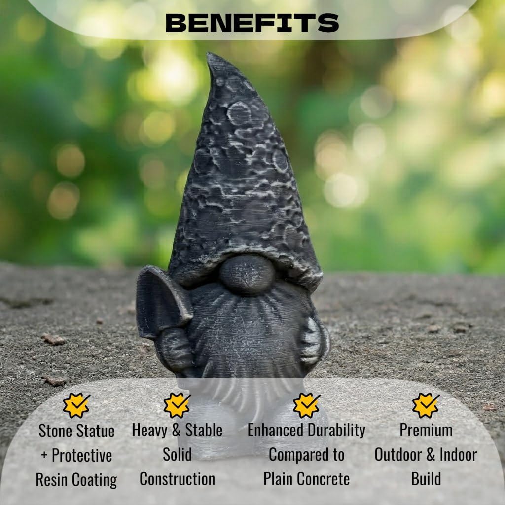 Whimsical Gnome Concrete Garden Statue Handmade Outdoor Lawn Ornament Fantasy Dwarf Hold Shovel Figure Decorative