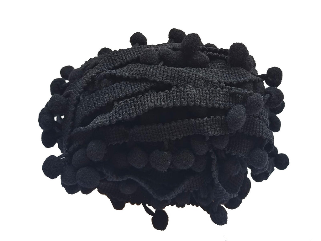 Pom Pom Trim 6 Yards 15mm Ball Fringe Trim for Sewing Accessory Decoration DIY Crafts(Black, 2311)