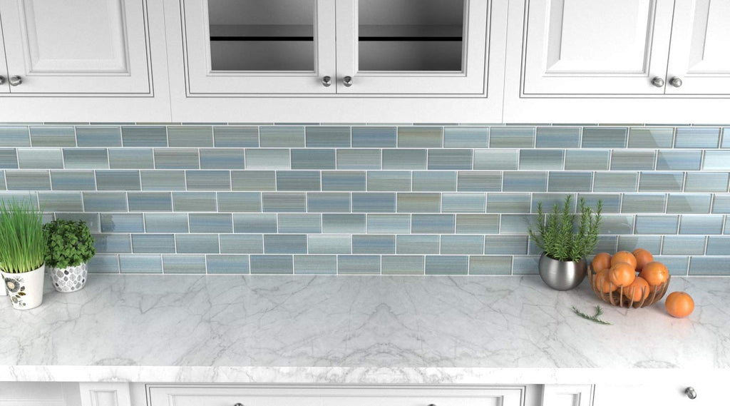 Wintermoss Glass Subway Tile Backsplash or Bathroom, 3x6
