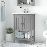 24-Inch Bathroom Vanity with Sink – Freestanding Storage Cabinet in Cape Cod Gray