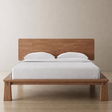 Japanese Joinery Solid Rubberwood Bed Frame, Tool-Free Assembly
