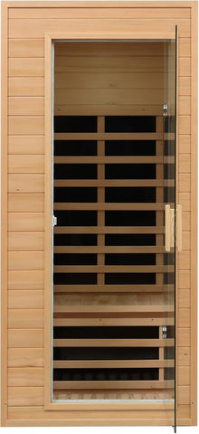 1 Person Infrared Sauna, Low EMF FAR Infrared Saunas for Home, 1200 watt Canadian Hemlock Indoor Sauna Room with LED Reading Lamp, LCD Display Control, Blue-Tooth Audio A129-B0CQ4BLY1F