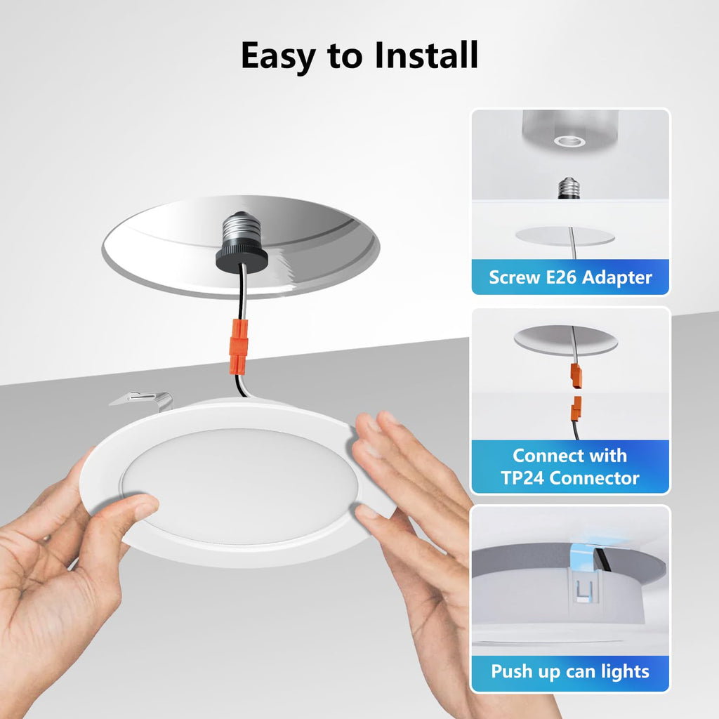 4 Inch Recessed Lights, 5CCT LED Can Lights, Dimmable, 6 Pack,White
