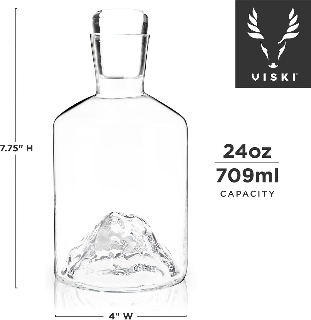 Mountain Decanter, Lead-Free Crystal, Hand-Blown Decanter with Stopper, 24 Oz Capacity