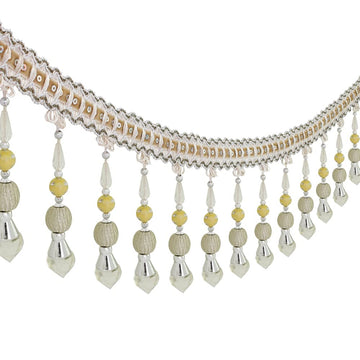Beading Fringe Trimming Long Beads Tassel Curtain Trim Ribbon Trim for Cover Edge Decorative (Beige) - 3yards