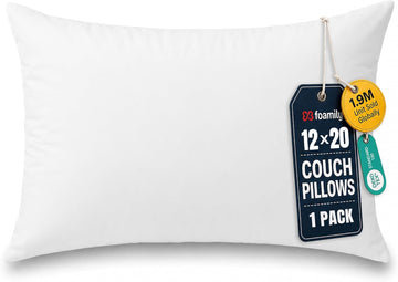 12x20 Lumbar Pillow Insert, White Pillows for Couch, Sofa & Bed