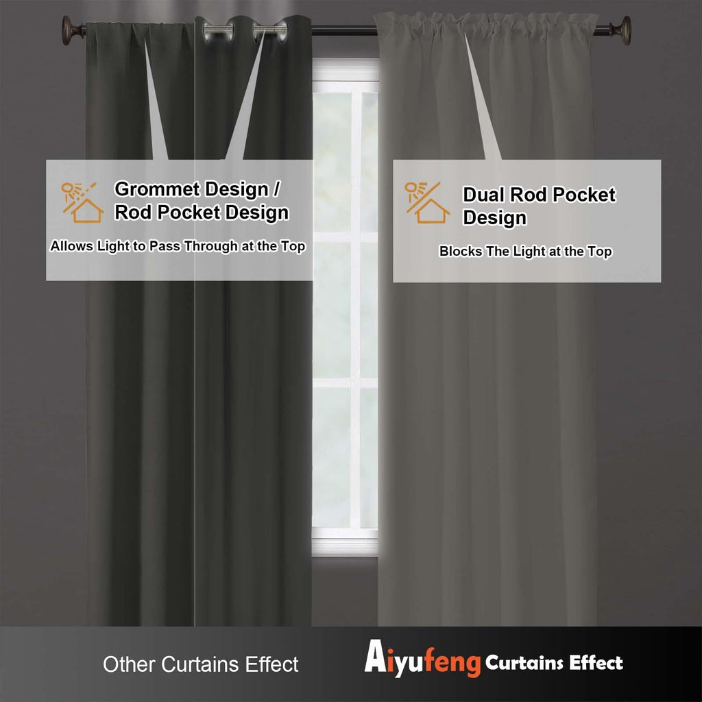 Peal Blackout Curtains 84 Inch Length 2 Panels Set, Thermal Insulated Room Darkening Light Blocking Rod Pocket Window