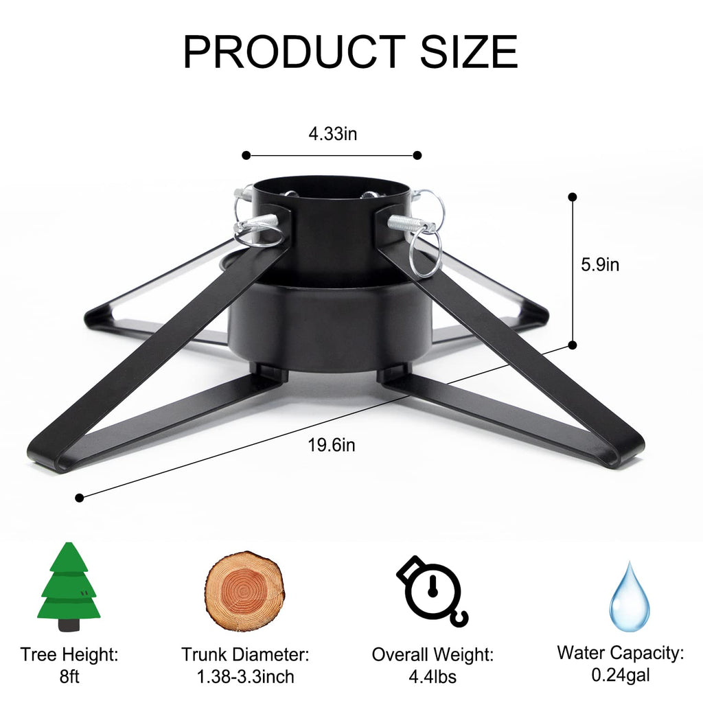 Christmas Tree Stand for Live Tree, Adjustable Metal Tree Holder for Real Christmas Tree Fits up to 8 Ft, Heavy Duty
