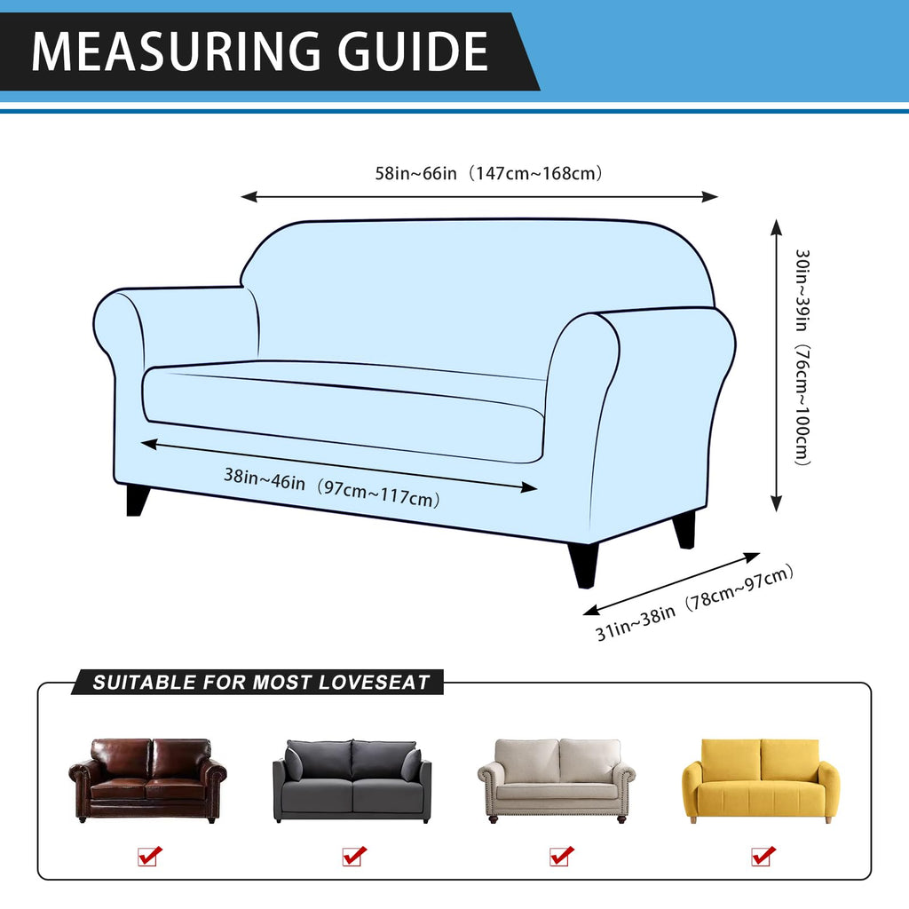 Loveseat Sofa Slipcover Leather Look Couch Covers for 2 Seater Couch Sofa 1-Piece Sofa Cover Stretch Furniture