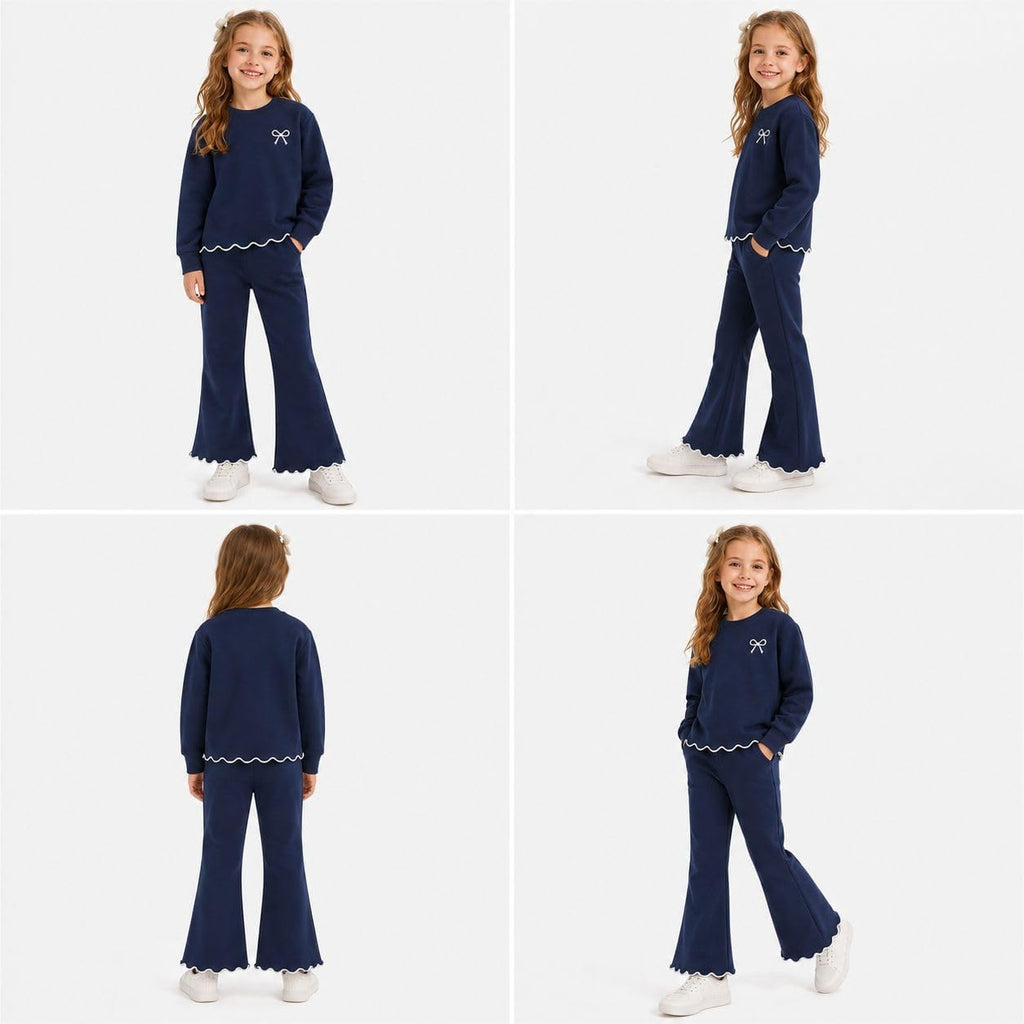 Girls Outfit Set 2 Piece Sweatshirt Top with Flare Pants