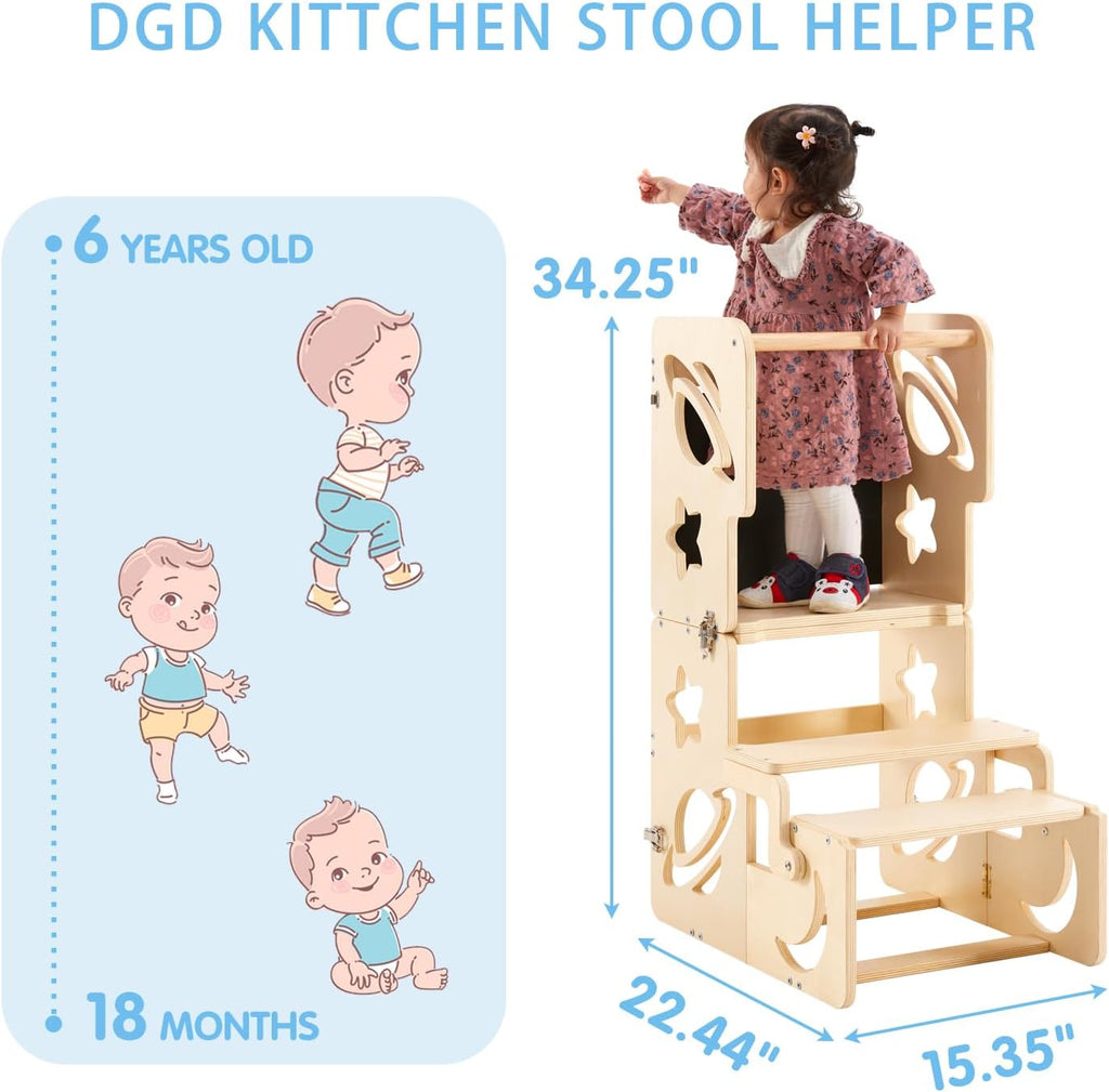 Toddler Tower, Toddler Stool, Kids Learning Wooden Tower