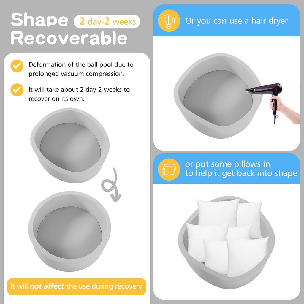 Foam Ball Pit, 47.2"x 13.8" Large Ball Pits for Toddlers-Grey