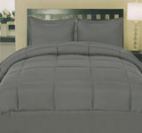 5 Piece Comforter Set Bag Solid Color All Season Soft Down Alternative Blanket & Luxurious Microfiber Bed Sheets, Gray