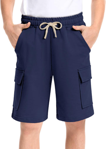 Boys Cargo Shorts Kids Athletic Cotton School Shorts with Pockets
