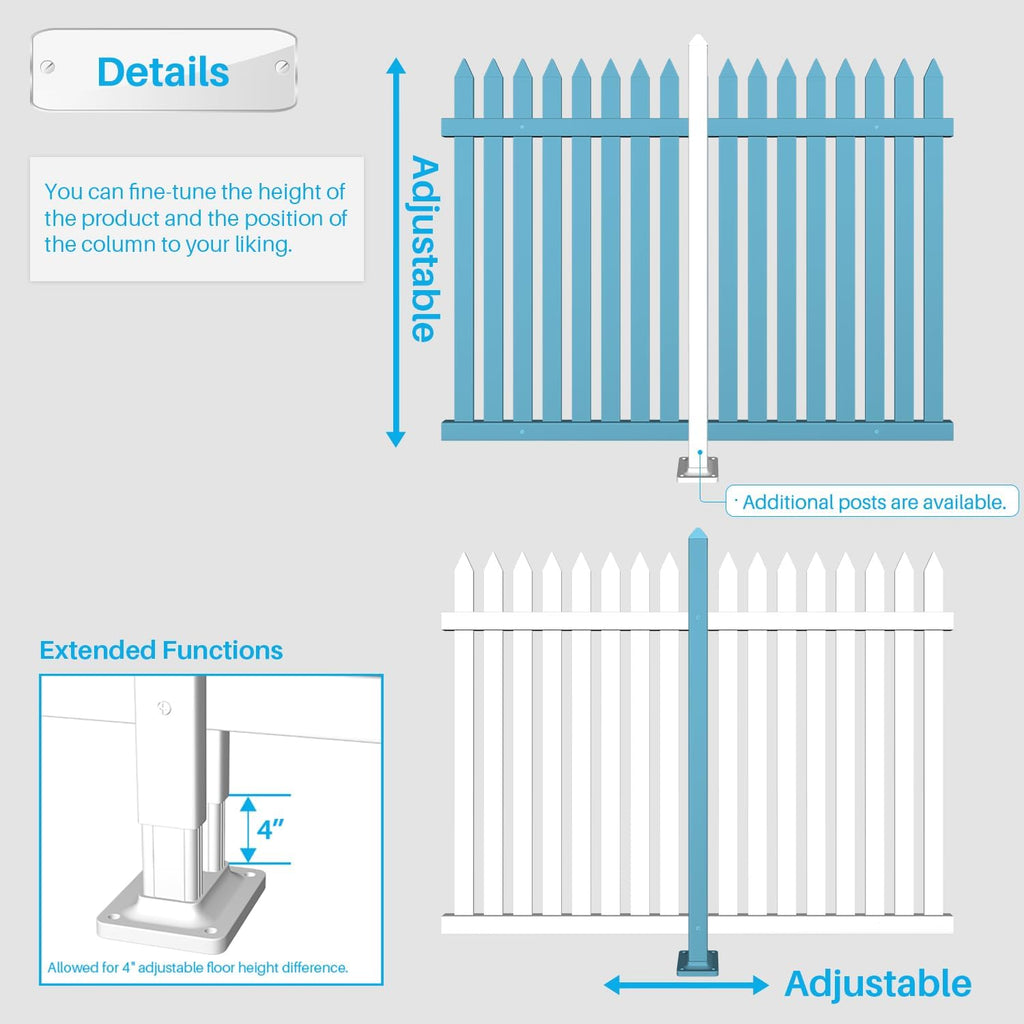 9 Sets White Vinyl Picket Fence Panels 36" H x 84" W PVC Garden Fences Plastic Decorative for Yard Porch Deck Pool