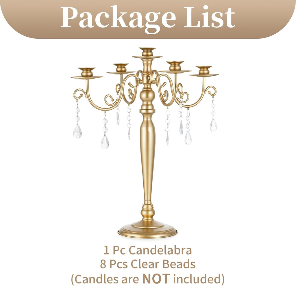 Sziqiq Gold Candelabra Candle Holder: 5 Arm Candelabras Centerpiece Table Decorationsandleholders for Dining Table