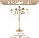 Sziqiq Gold Candelabra Candle Holder: 5 Arm Candelabras Centerpiece Table Decorationsandleholders for Dining Table