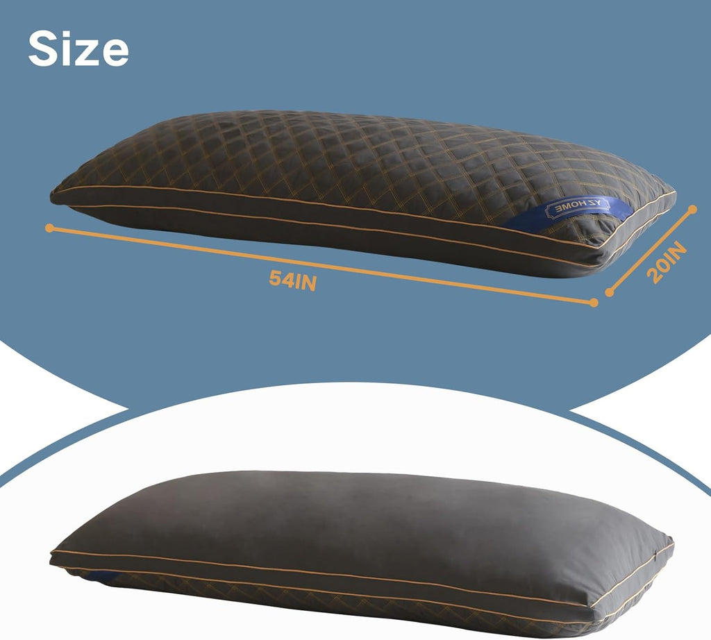 Long Body Pillow for Adults - Firm Body Pillow Insert with Shredded Blue Memory Foam, Adjustable Height, Soft Support
