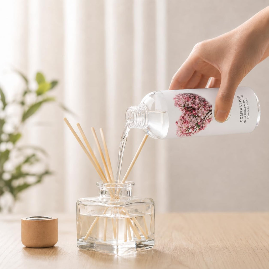 Reed Diffuser Refill, Peony & Rose Scented Oil 6.76 fl.oz / 200ml, Home Fragrance Decor