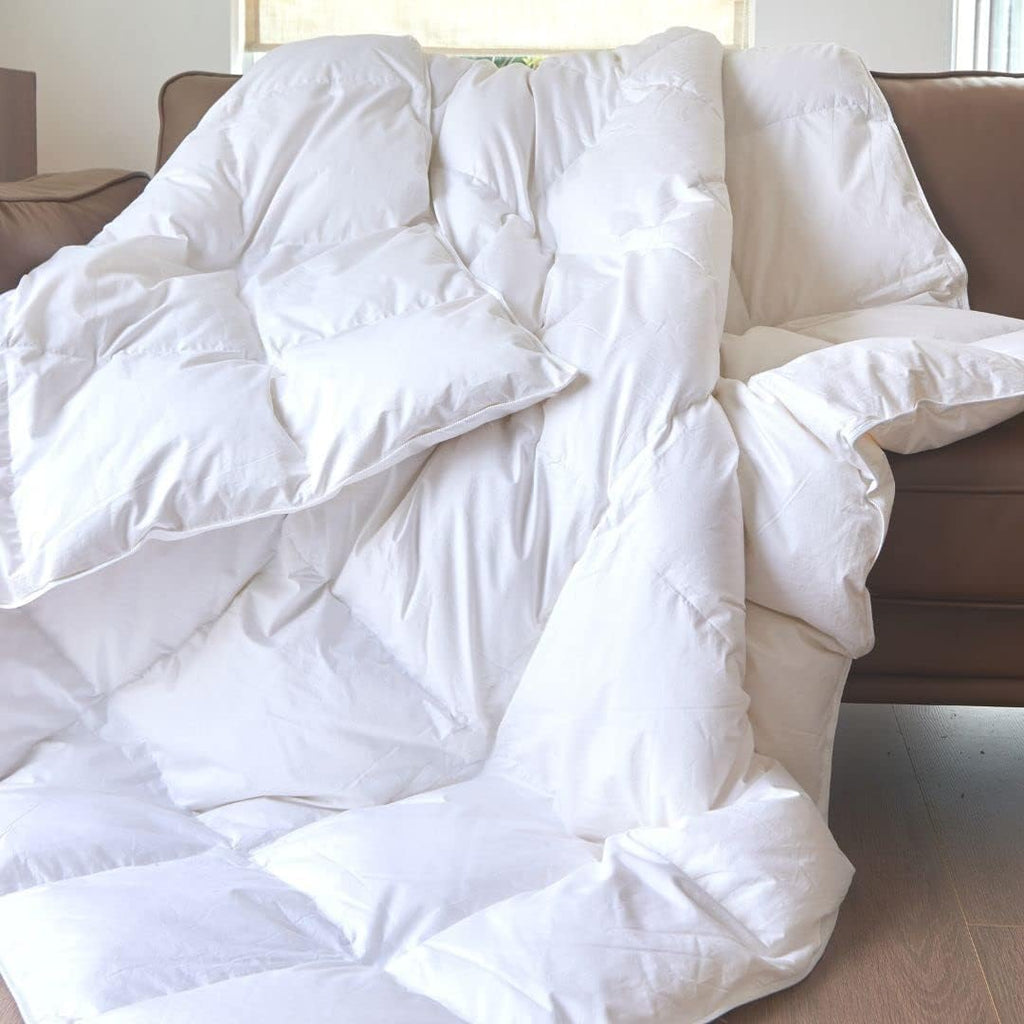 Goose Feather Down Comforter Twin XL-Made in Canada White Goose Feather Duvet Insert-Fluffy Hotel Co