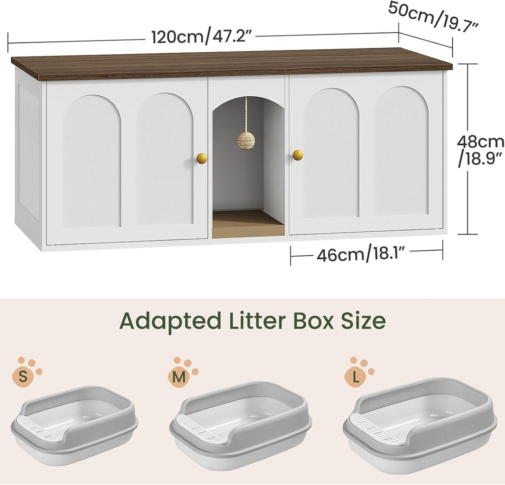 47.2'' Cat Litter Box Enclosure for 2 Cats with Scratch Pad