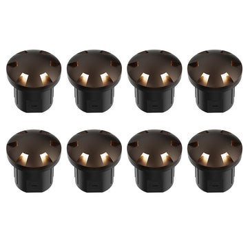 Landscape Lighting 8PK Low Voltage Well Lights 6 Watt LED 120 Lumen 12V AC In-Ground Lights 3000K Warm White