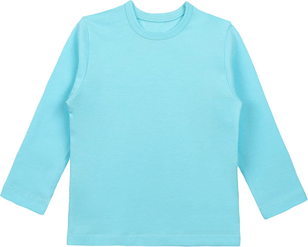 Girls' Basic Long Sleeve Round Neck Cotton T-Shirt