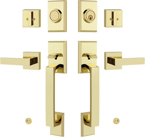 Double Front Door Lock Set, Keyed Entry Front Door Handleset with Dummy