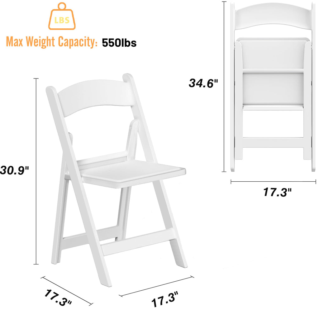 Resin Folding Chair with Vinyl Padded Seat, Capacity, 4 Pack Comfortable Chair Set for Party Wedding Events
