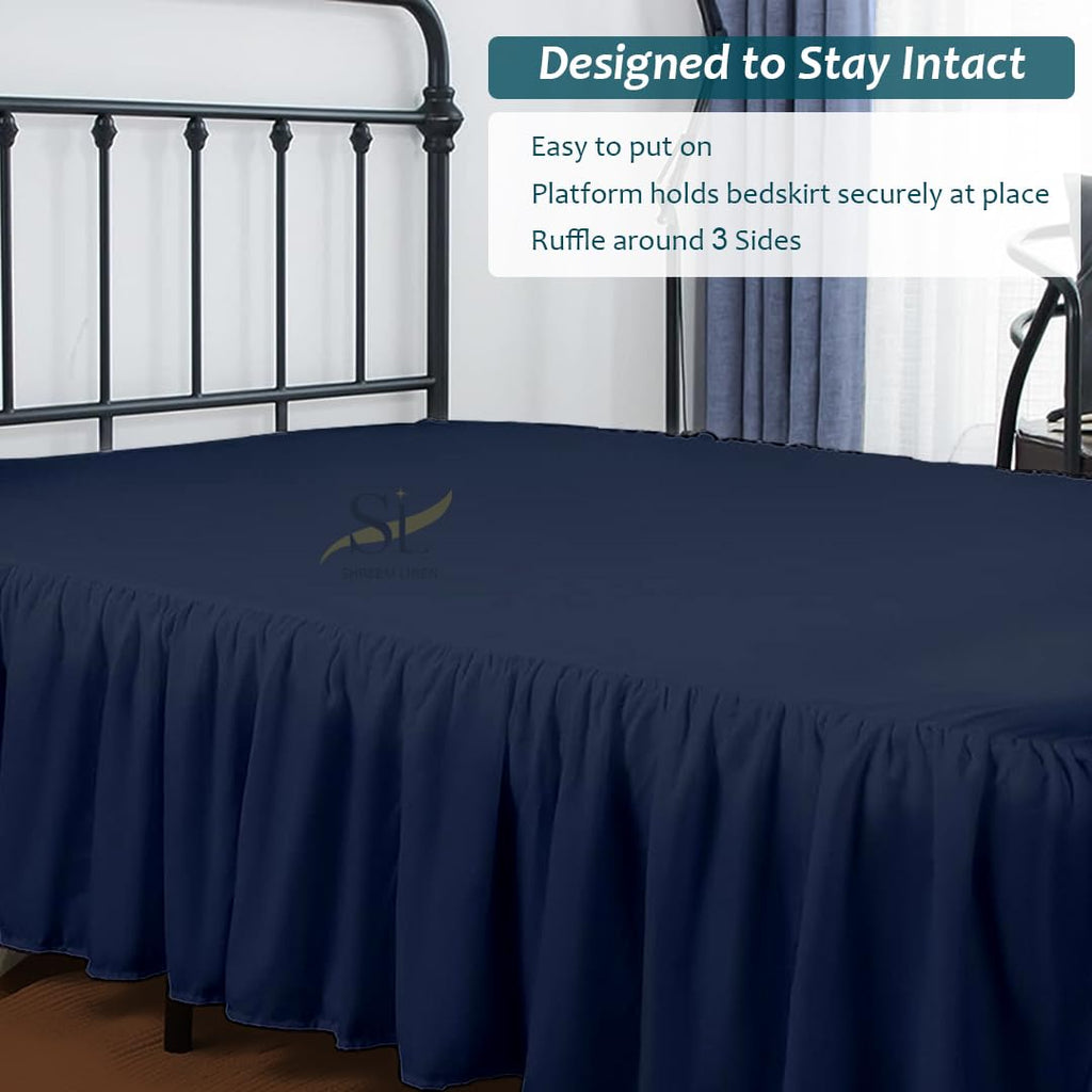 Ruffled Bed Skirt with Split Corners, Gathered Style, 100% Microfiber, 28-Inch Drop, Dust Ruffle Bedskirt with