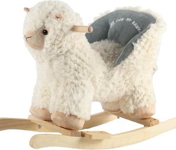 My Baby Rocking Llama with Seat, Plush Stuffed Pony Rocker for Toddlers 1-3, Baby Rocker with Sweet Music, Wooden