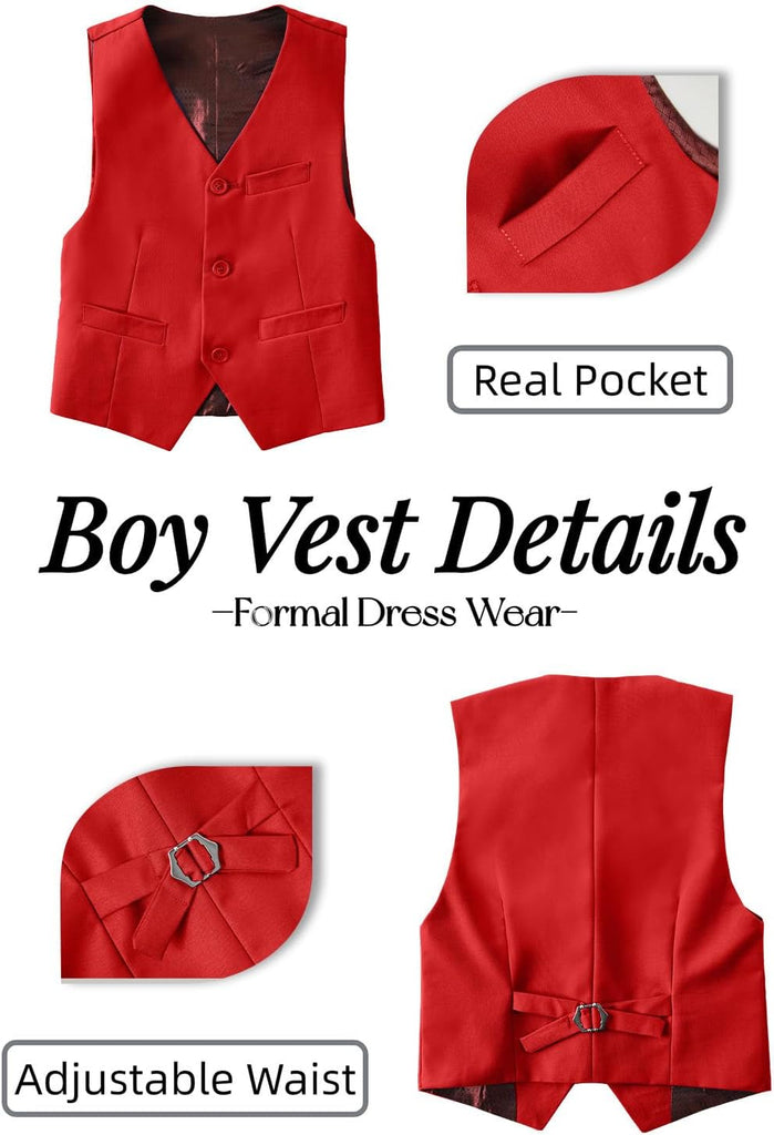 Toddler Boys Formal Suits Set,Vest Pants Dress Shirt and Tie for Kids Boy Wedding Ring Bearer Oufit