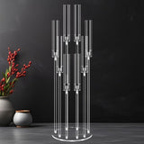 8 Arms Acrylic Candelabra Centerpieces for Tables Decortion,Clear Candle Holdercor,Candlesticks Holder with Lampshade