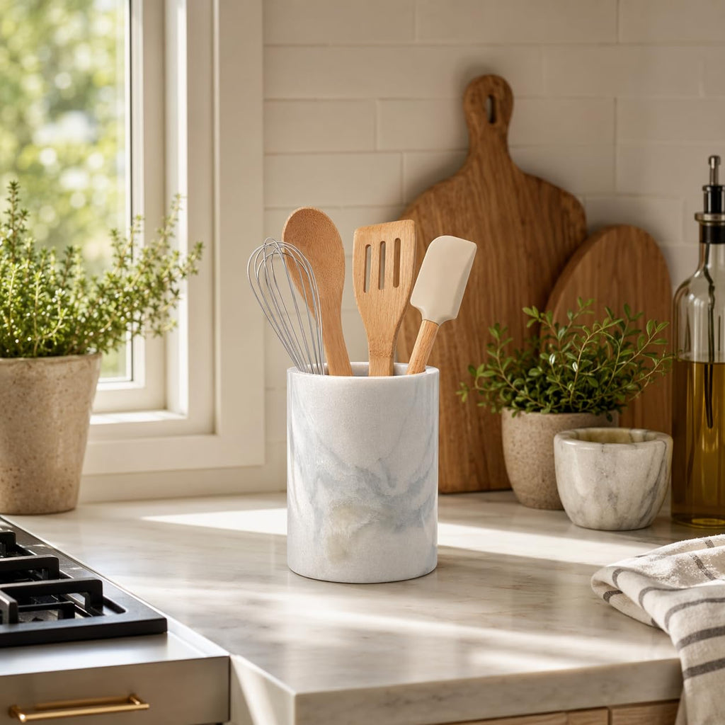Natural Marble Utensil Holder Countertop