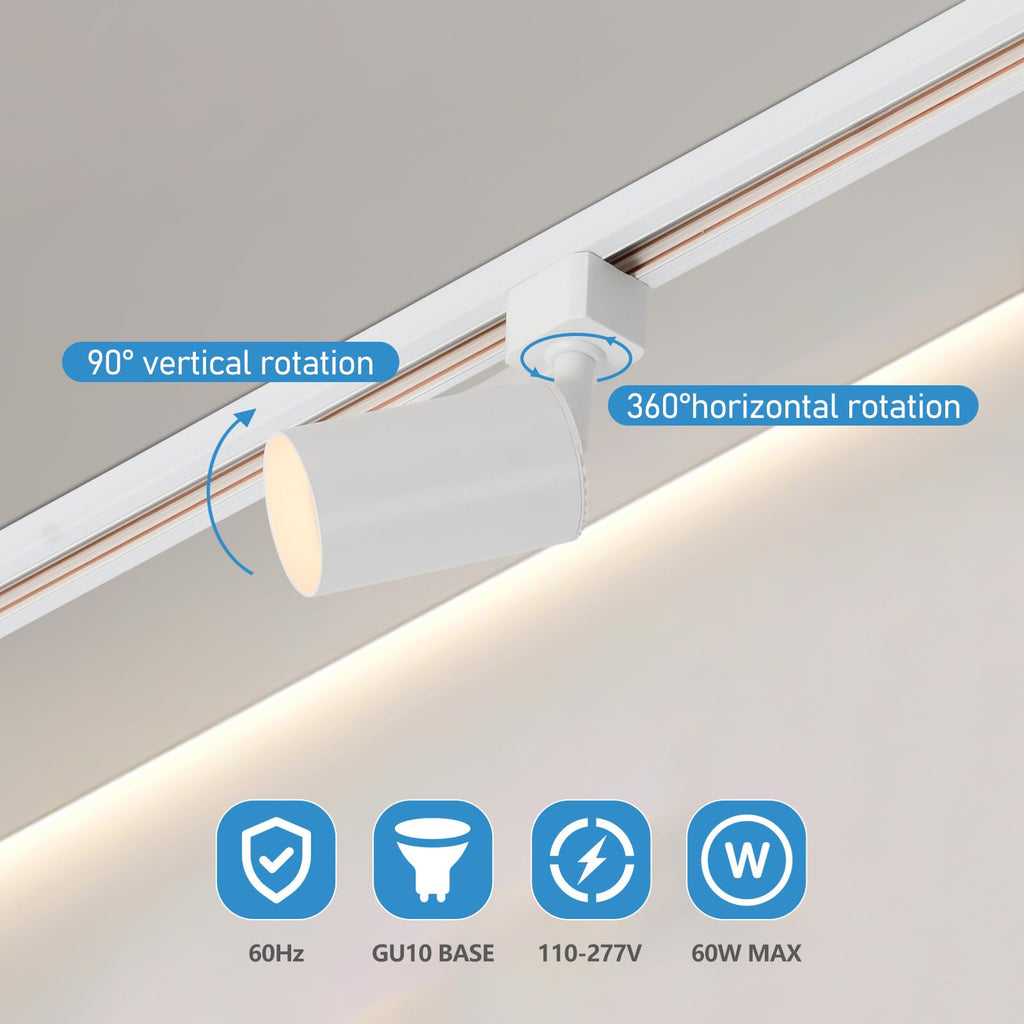 Dimmable Plug in Track Lighting with Power Cord, 3-Light White