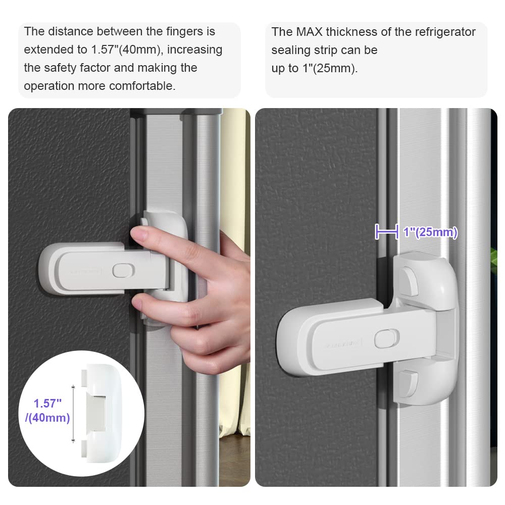 1 Pack Updated Child Proof Refrigerator/Fridge/Freezer Door Lock Apply to Max 1"(25mm) Sealing Strip for Toddlers and