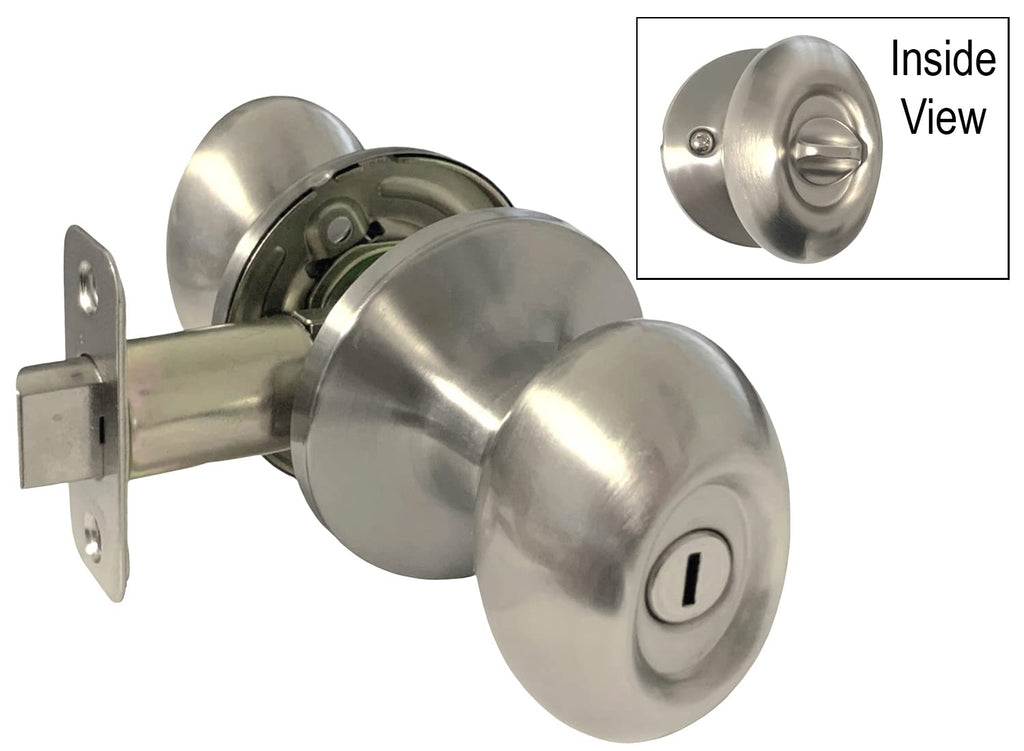Satin Nickel Lock Door Oval Egg Shaped Style Knob Handle Entry/Privacy/Passage/Dummy/Deadbolt 6093DC (Privacy Bedroom