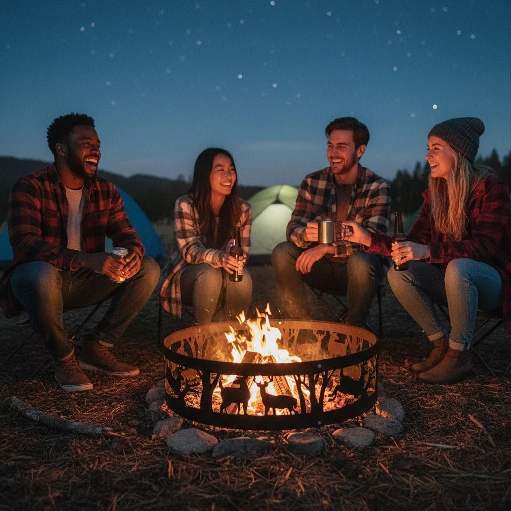36 Inch Portable Fire Pit Ring - 4 Panel Outdoor DIY Liner