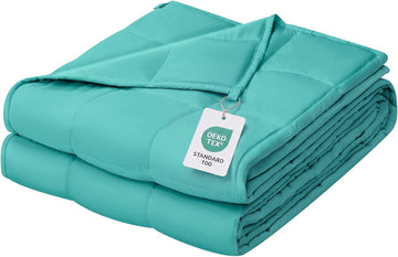 Weighted Blanket for Adults (48"x72", 15lbs, Dark Green)