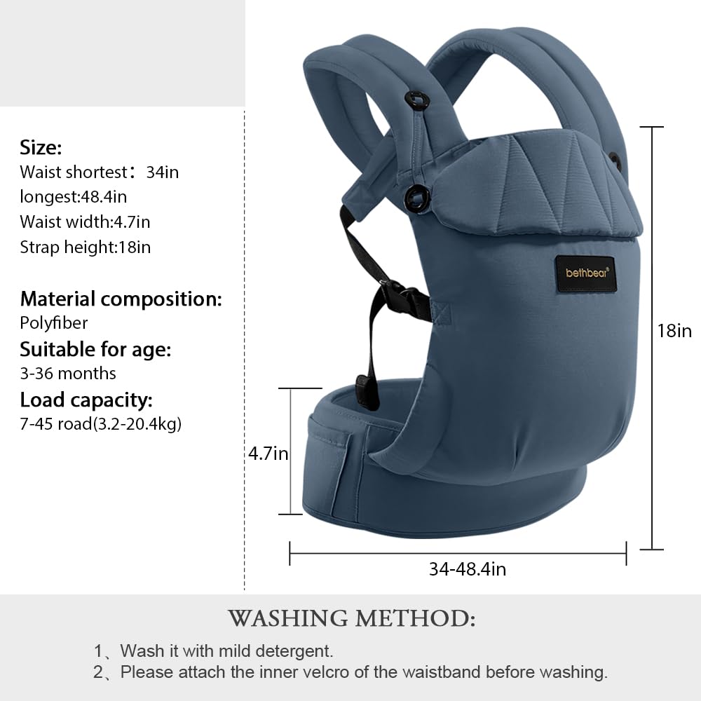 Carrier Newborn to Toddler, 7-45 lbs with Natural Material, Ergonomic Design,Versatile and Adjustable,Hands Free