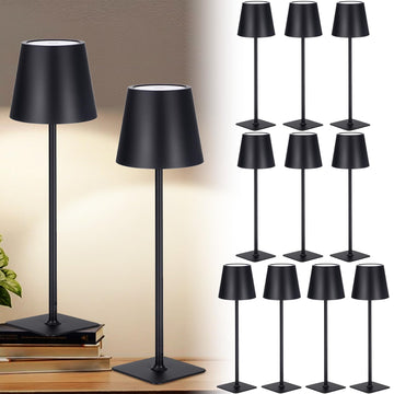 12 Pack Cordless Table Lamp Portable Rechargeable Lamps, Black