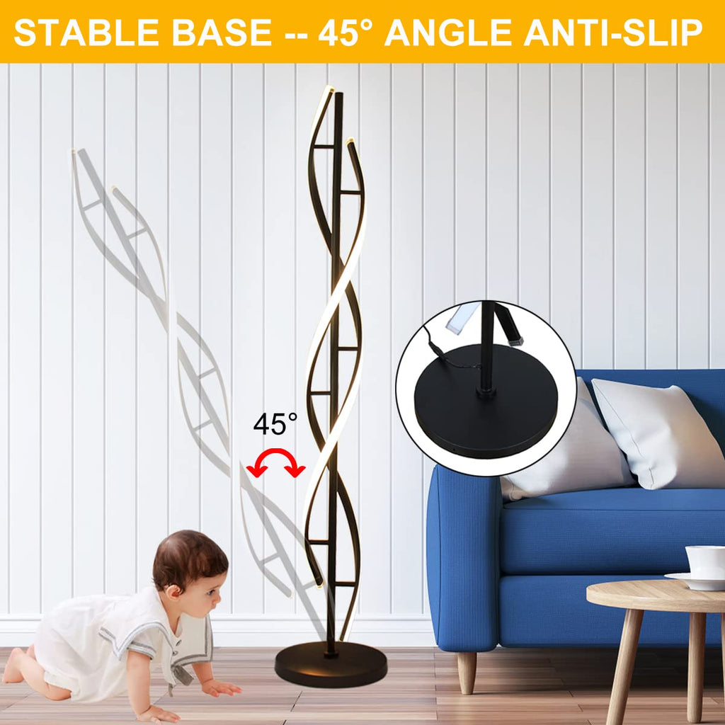 Modern Spiral Floor Lamps, 40W LED Floor Lamp with Remote Control, 60 Inch 3 Color Temperatures & Dimmable