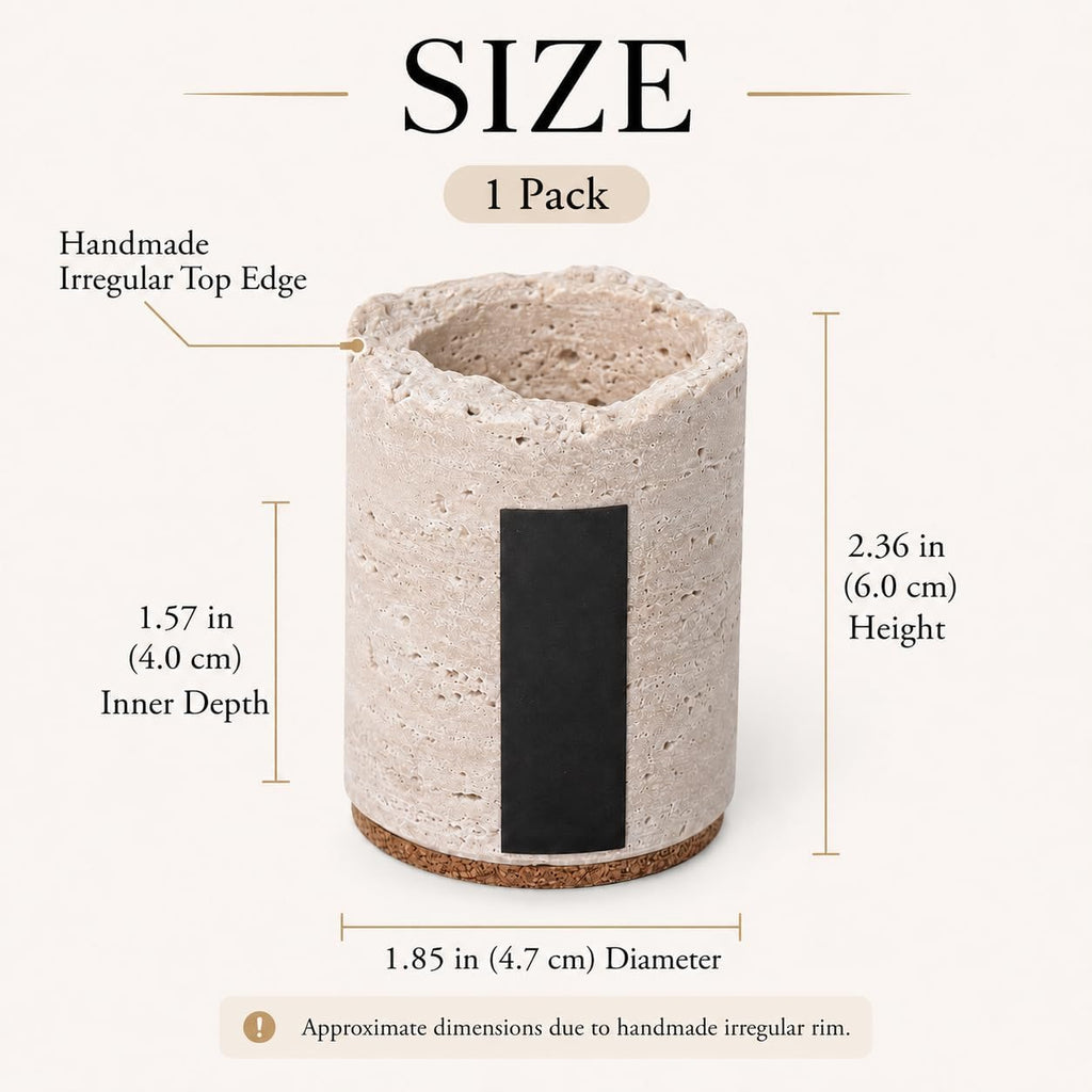 Natural Travertine Match Holder with Striker for Candle Home Decor - Matches Not Included