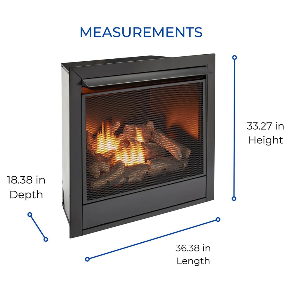 Dual Fuel Ventless Gas Fireplace Insert - 32, 000 BTU, Remote Control - Model# FDI32R