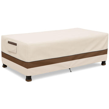 Outdoor Coffee Table Cover Waterproof, 600D Heavy Duty, 42x26x16, Beige