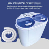 Garatic Portable Compact Mini Twin Tub Washing Machine w/Wash and Spin Cycle, Built-in Gravity Drain, 13lbs Capacity